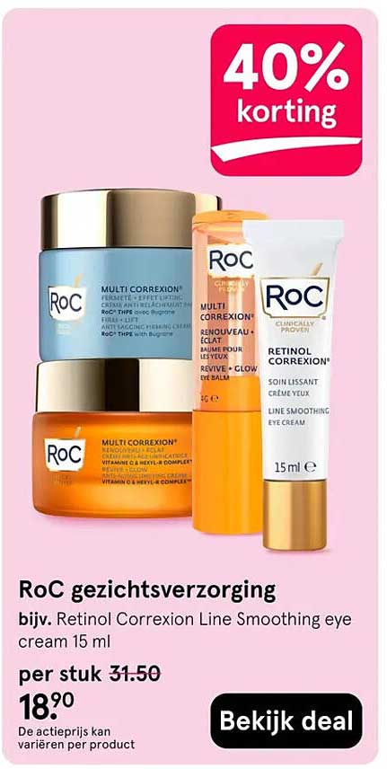 RoC gezichtsverzorging 40% korting