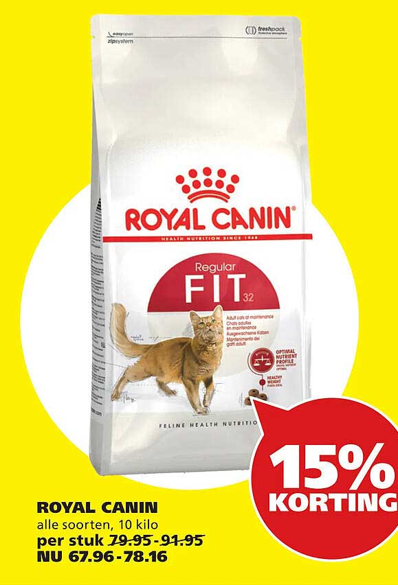 ROYAL CANIN alle soorten, 10 kilo 15% KORTING