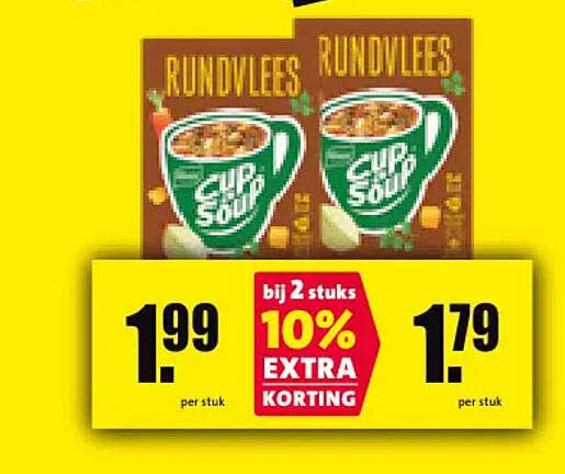 Rundvlees Cup a Soup bij 2 stuks 10% EXTRA KORTING