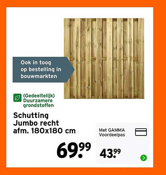 Schutting Jumbo recht afm. 180x180 cm