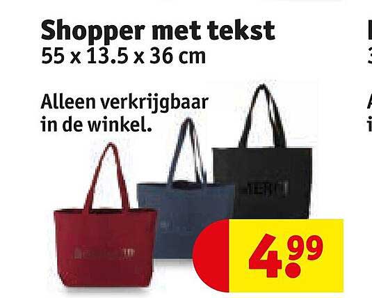 Shopper met tekst 55 x 13.5 x 36 cm Alleen verkrijgbaar in de winkel.