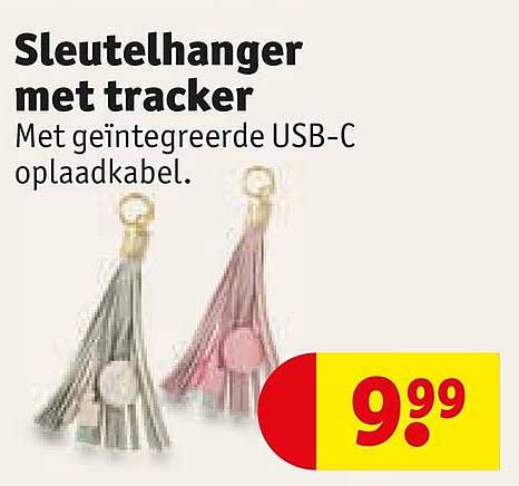 Sleutelhanger met tracker Met geïntegreerde USB-C oplaadkabel.