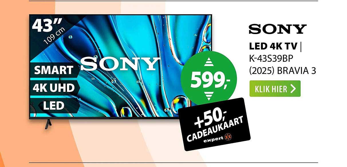 SONY LED 4K TV K-43S39BP (2025) BRAVIA 3