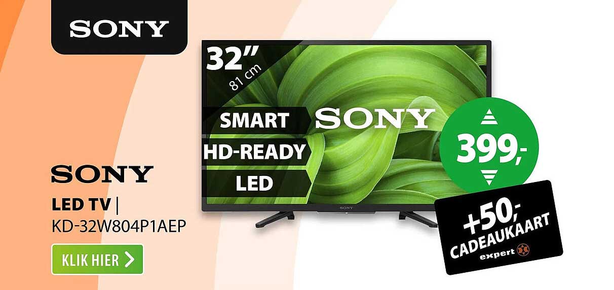 SONY LED TV | KD-32W804P1AEP +50,- CADEAUKAART