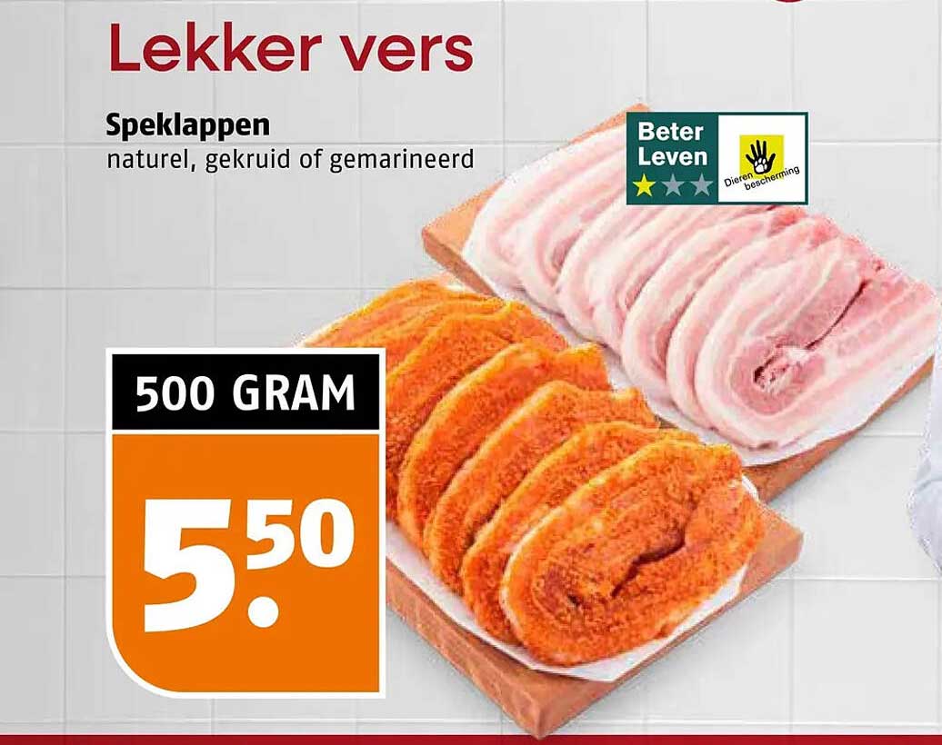 Speklappen naturel, gekruid of gemarineerd