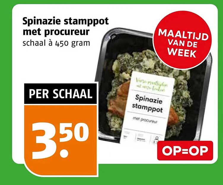 Spinazie stamppot met procureur schaal à 450 gram