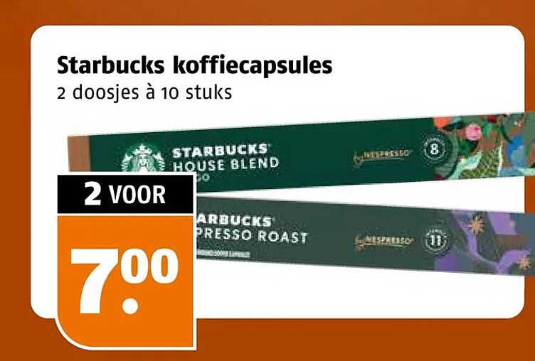 Starbucks koffiecapsules 2 voor 7.00