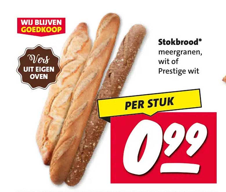Stokbrood* meergranen, wit of Prestige wit