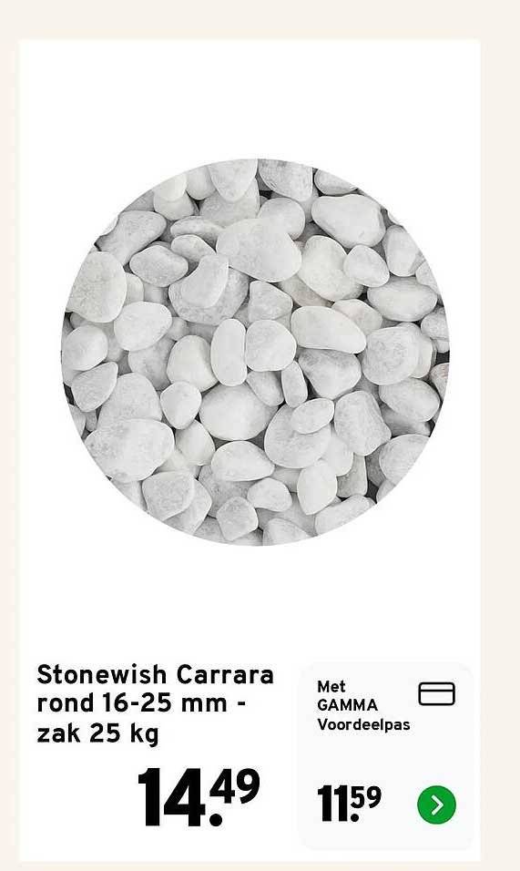 Stonewish Carrara rond 16-25 mm - zak 25 kg