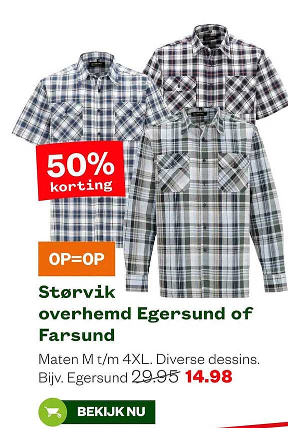 Størvik overhemd Egersund of Farsund 50% korting OP=OP