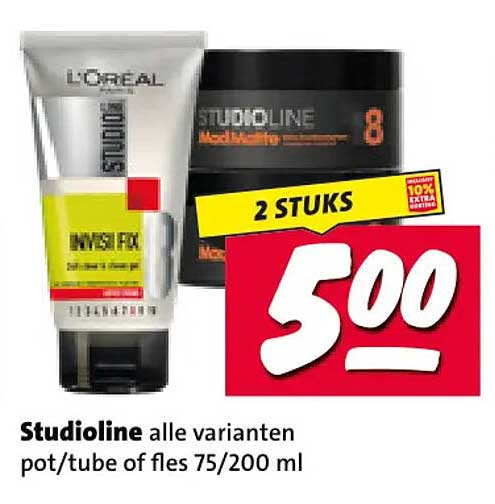 Studioline alle varianten pot/tube of fles 75/200 ml 2 STUKS