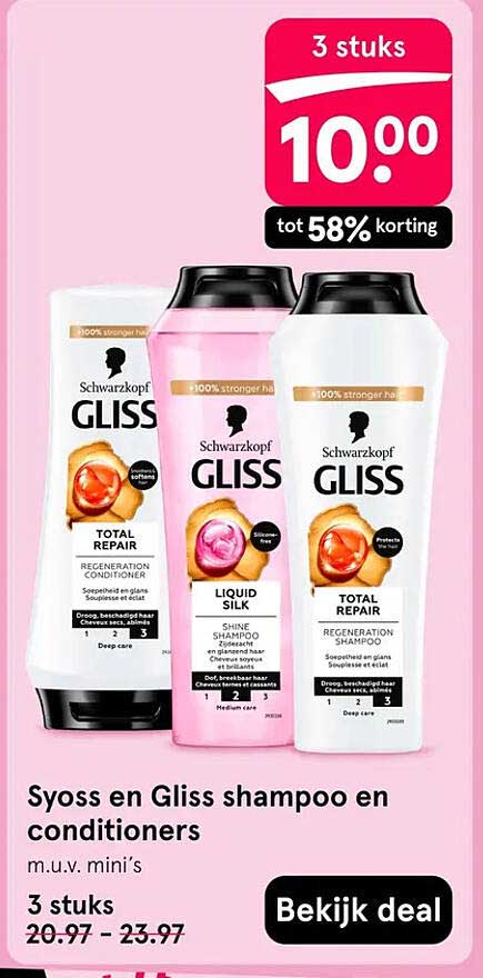 Syoss en Gliss shampoo en conditioners 3 stuks