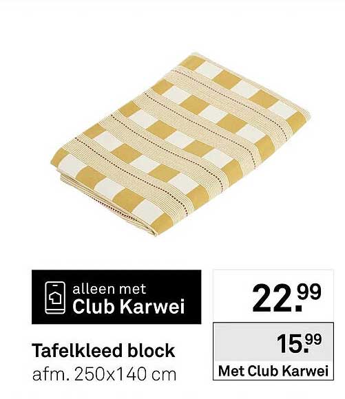 Tafekleed block afm. 250x140 cm