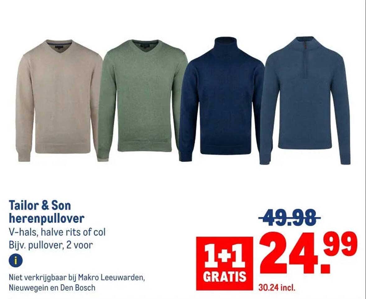 Tailor & Son herenpullover 1+1 GRATIS