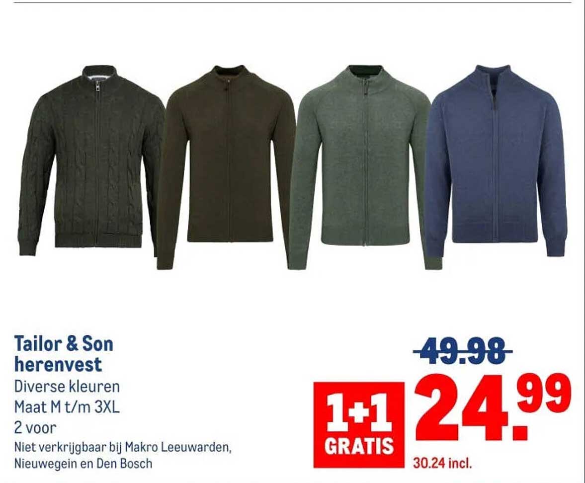 Tailor & Son herenvest 1+1 GRATIS