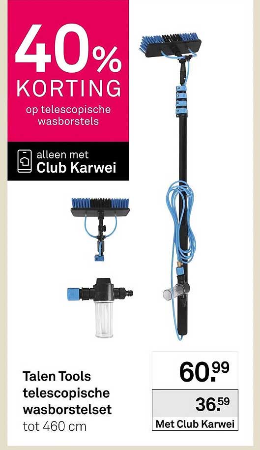 Talen Tools telescopische wasborstelset tot 460 cm