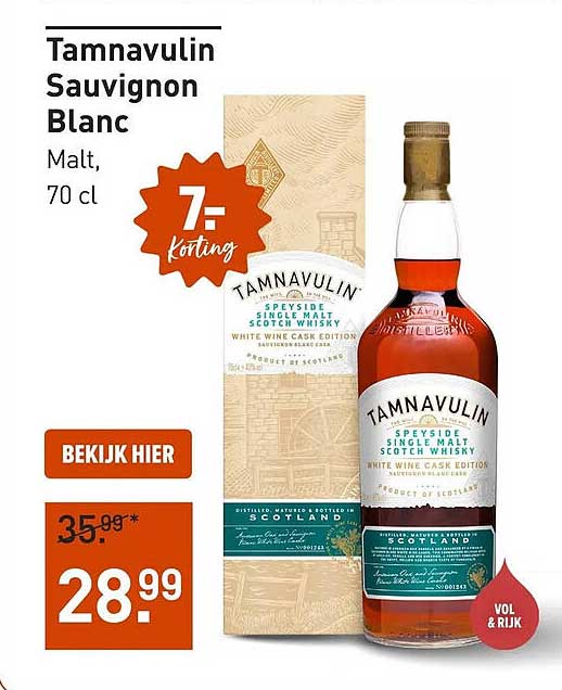 Tamnavulin Sauvignon Blanc Malt, 70 cl 7,- korting
