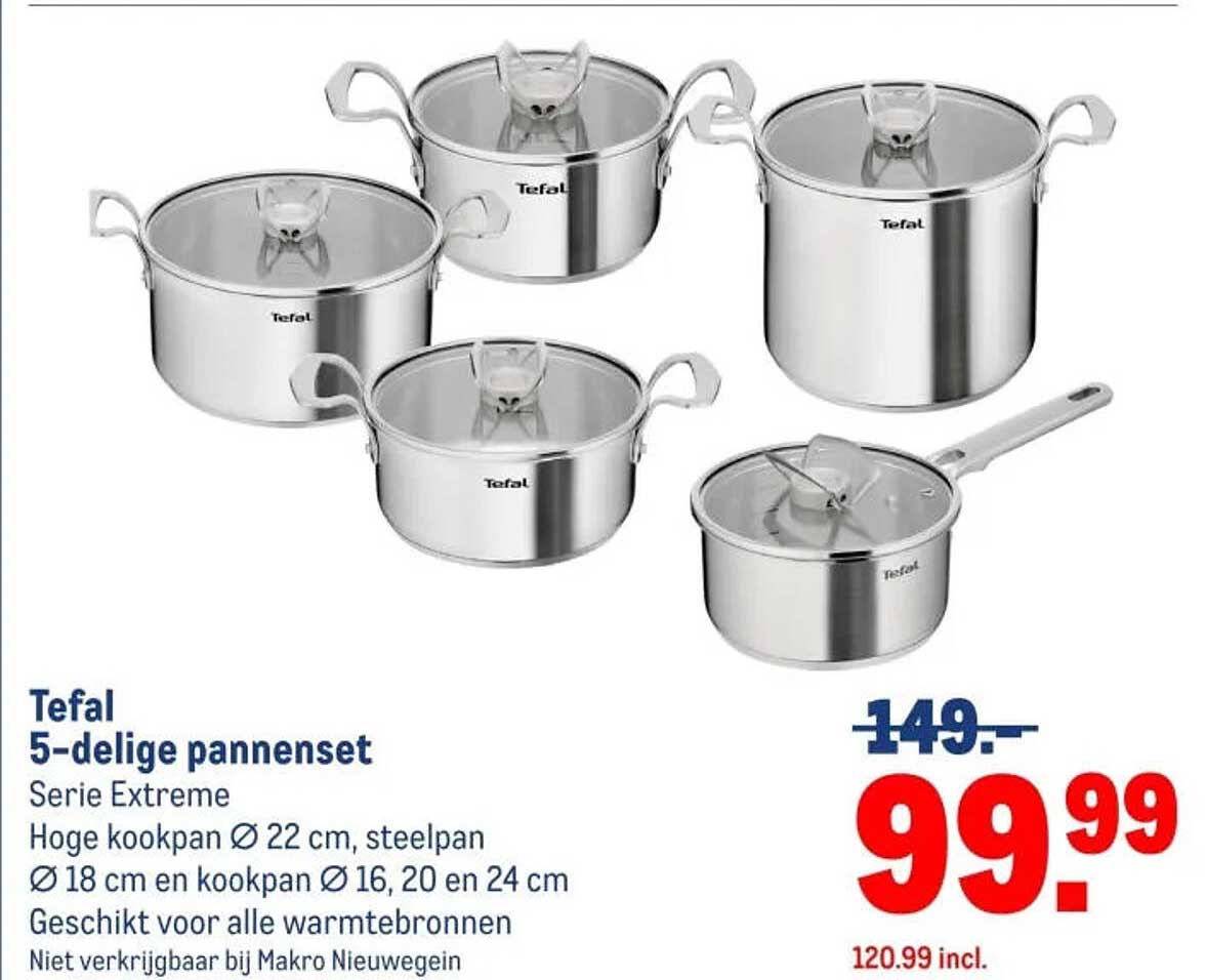 Tefal 5-delige pannenset Serie Extreme