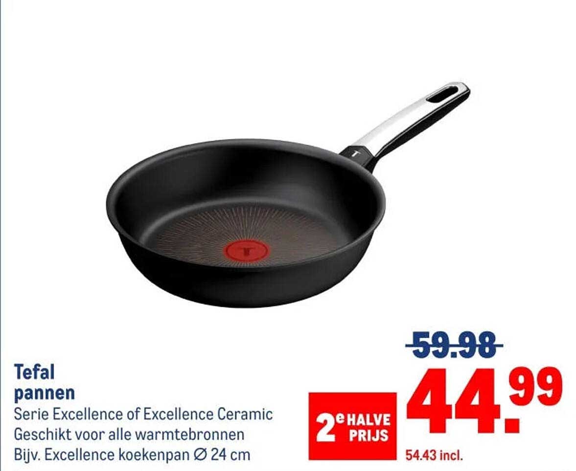 Tefal pannen Serie Excellence of Excellence Ceramic Geschikt voor alle warmtebronnen Bijv. Excellence koekenpan Ø 24 cm 2e halve prijs