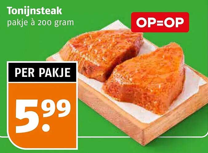 Tonijnsteak pakje à 200 gram OP=OP