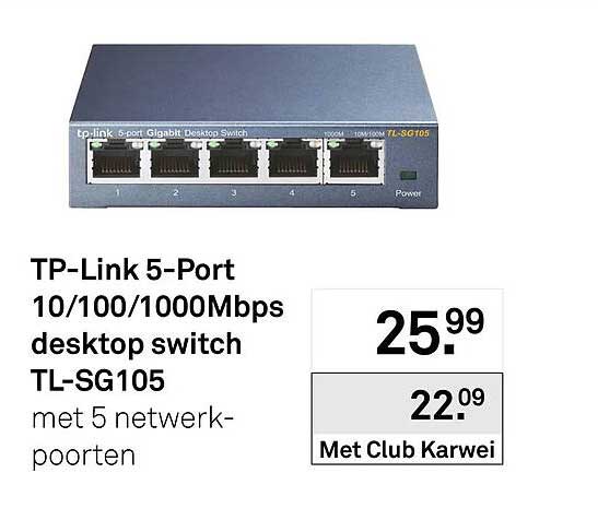 TP-Link 5-Port 10/100/1000Mbps desktop switch TL-SG105 met 5 netwerkpoorten