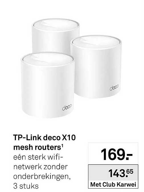 TP-Link deco X10 mesh routers¹ één sterk wifi-netwerk zonder onderbrekingen, 3 stuks