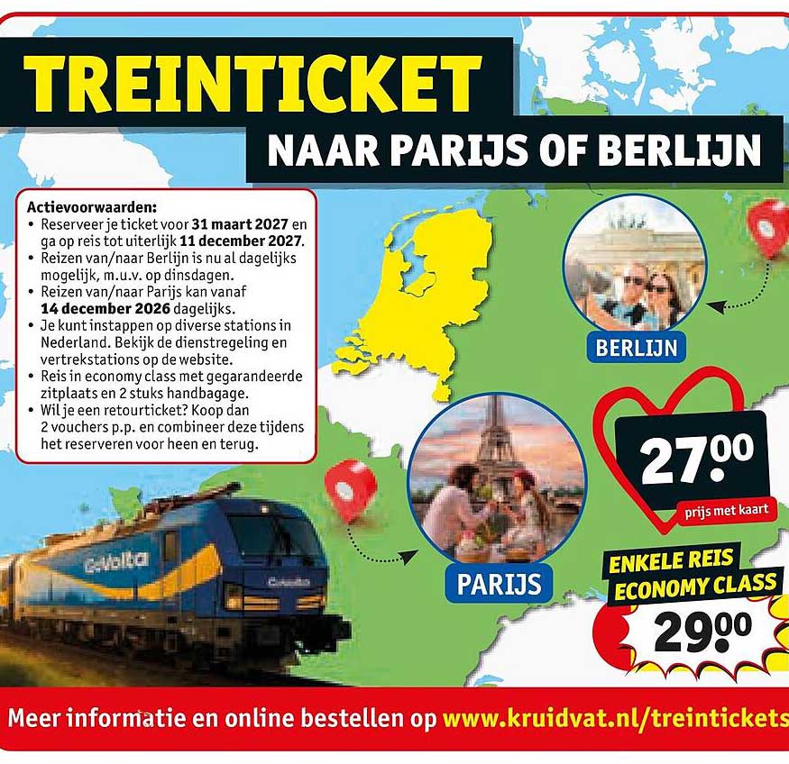 TREINTICKET NAAR PARIJS OF BERLIJN