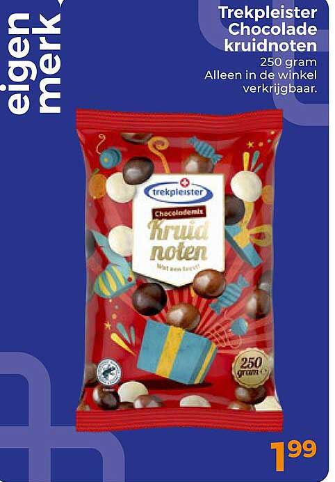 Trekpleister Chocolade kruidnoten 250 gram Alleen in de winkel verkrijgbaar.