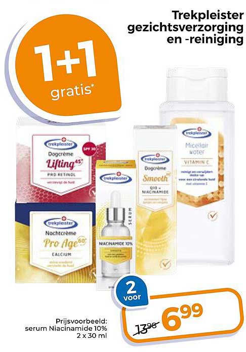 Trekpleister gezichtsverzorging en -reiniging 1+1 gratis