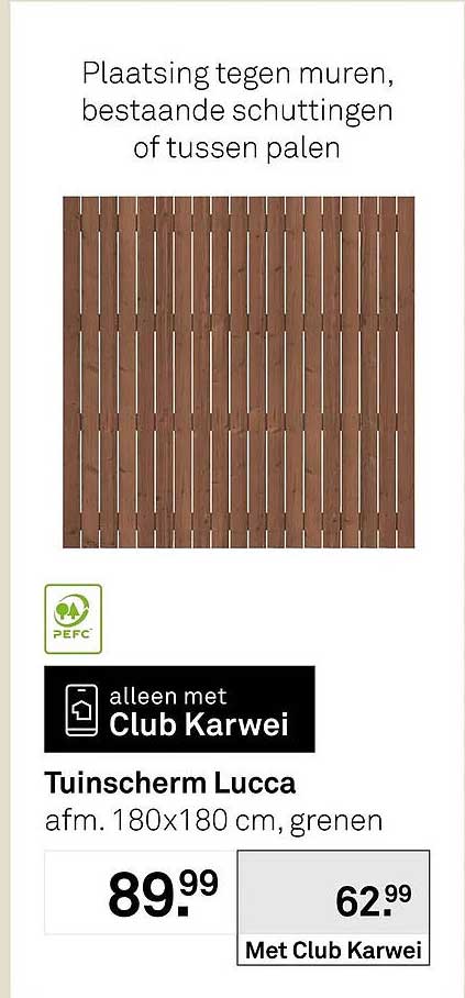 Tuinscherm Lucca afm. 180x180 cm, grenen Met Club Karwei