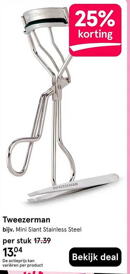 Tweezerman bijv. Mini Slant Stainless Steel 25% korting