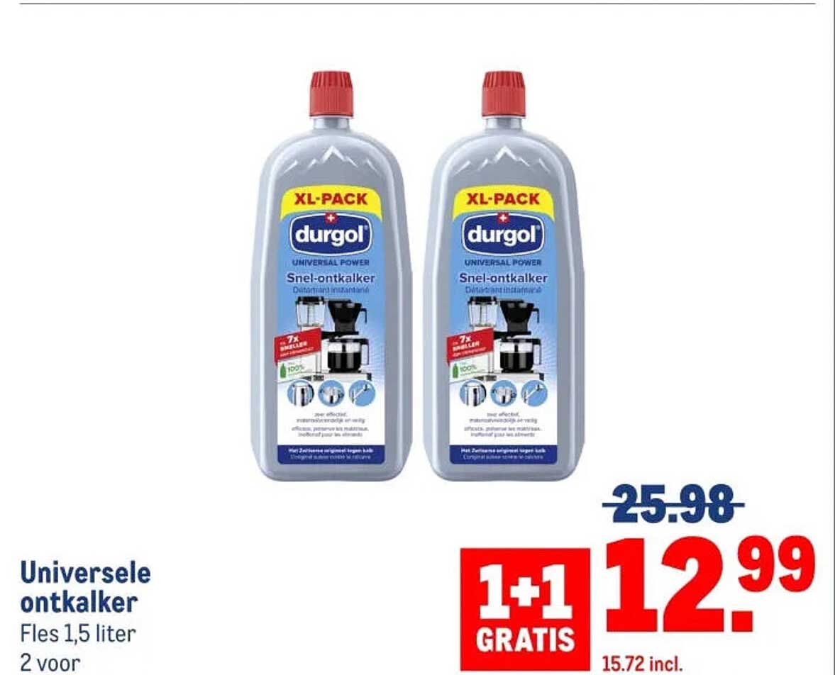 Universele ontkalker Fles 1,5 liter 2 voor 1+1 gratis