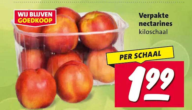 Verpakte nectarines kiloschaal PER SCHAAL