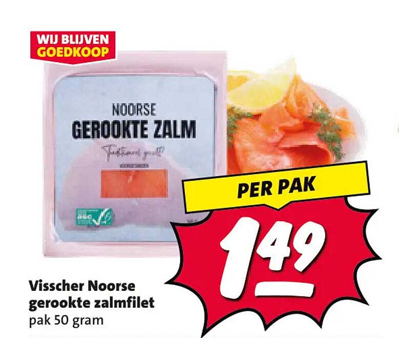 Visscher Noorse gerookte zalmfilet pak 50 gram