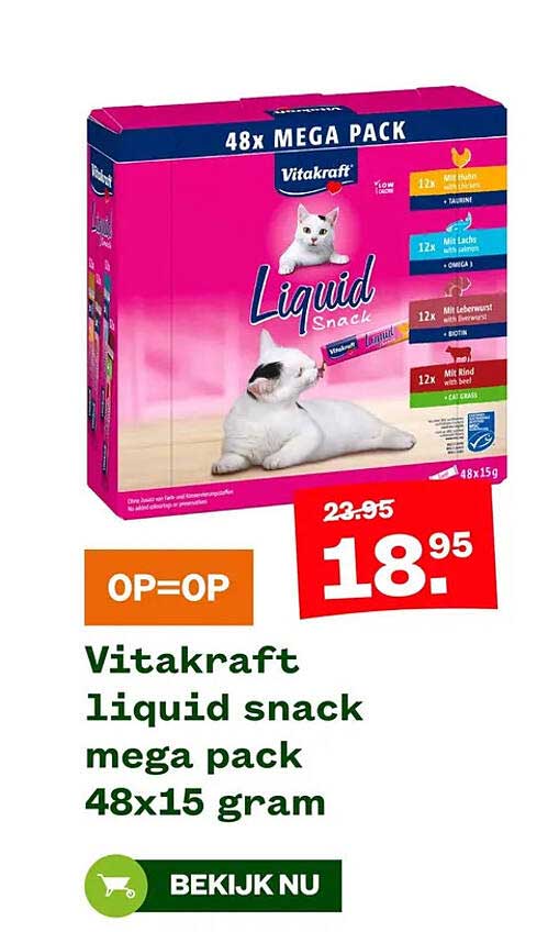 Vitakraft liquid snack mega pack 48x15 gram OP=OP