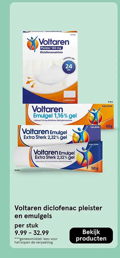 Voltaren diclofenac pleister en emulgels