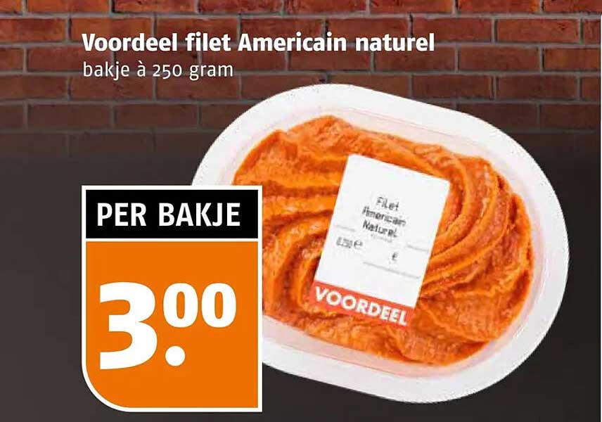 Voordeel filet Americain naturel bakje à 250 gram