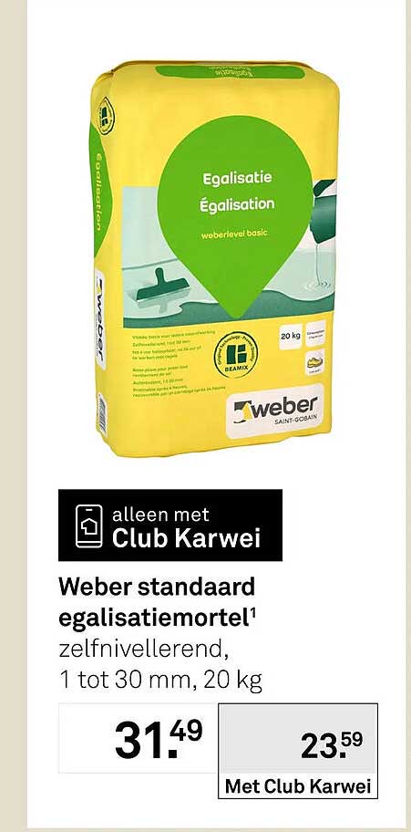Weber standaard egalisatiemortel¹ zelfnivellerend, 1 tot 30 mm, 20 kg