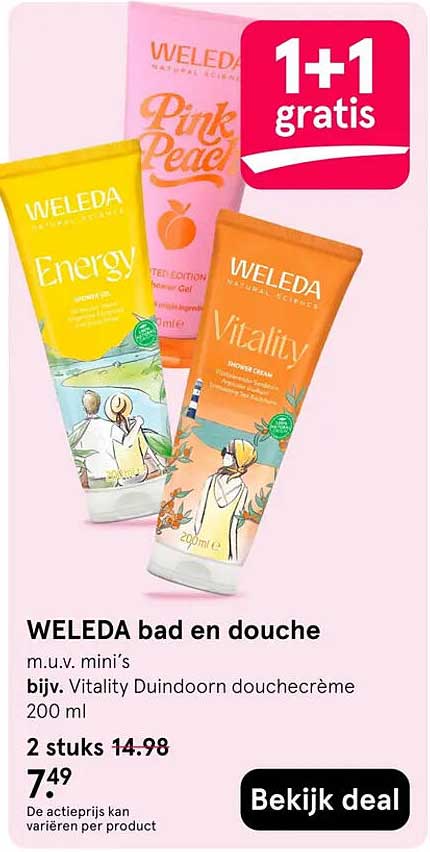 WELEDA bad en douche 1+1 gratis