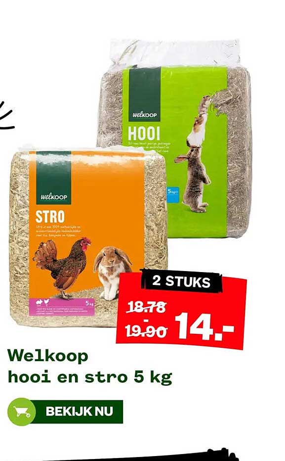 Welkoop hooi en stro 5 kg 2 STUKS