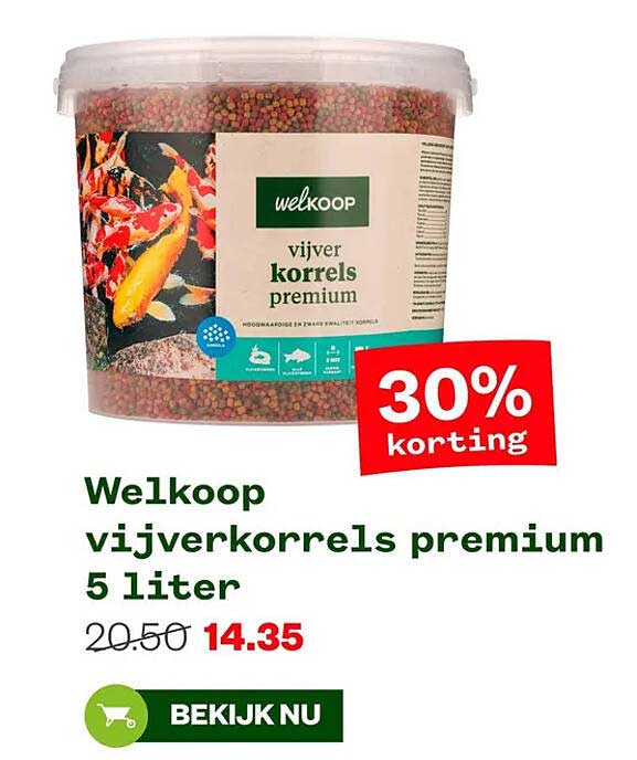 Welkoop vijverkorrels premium 5 liter 30% korting