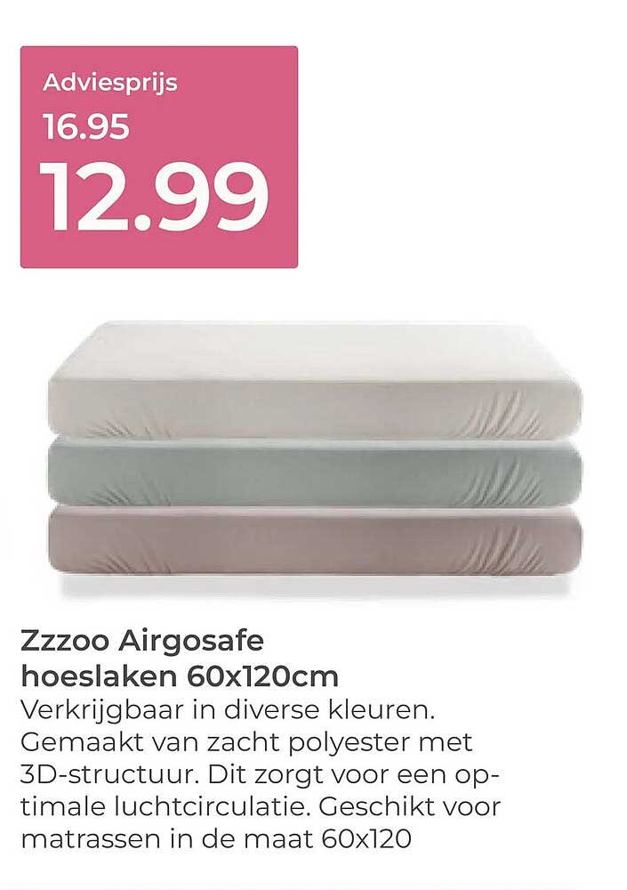 Zzzoo Airgosafe hoeslaken 60x120cm