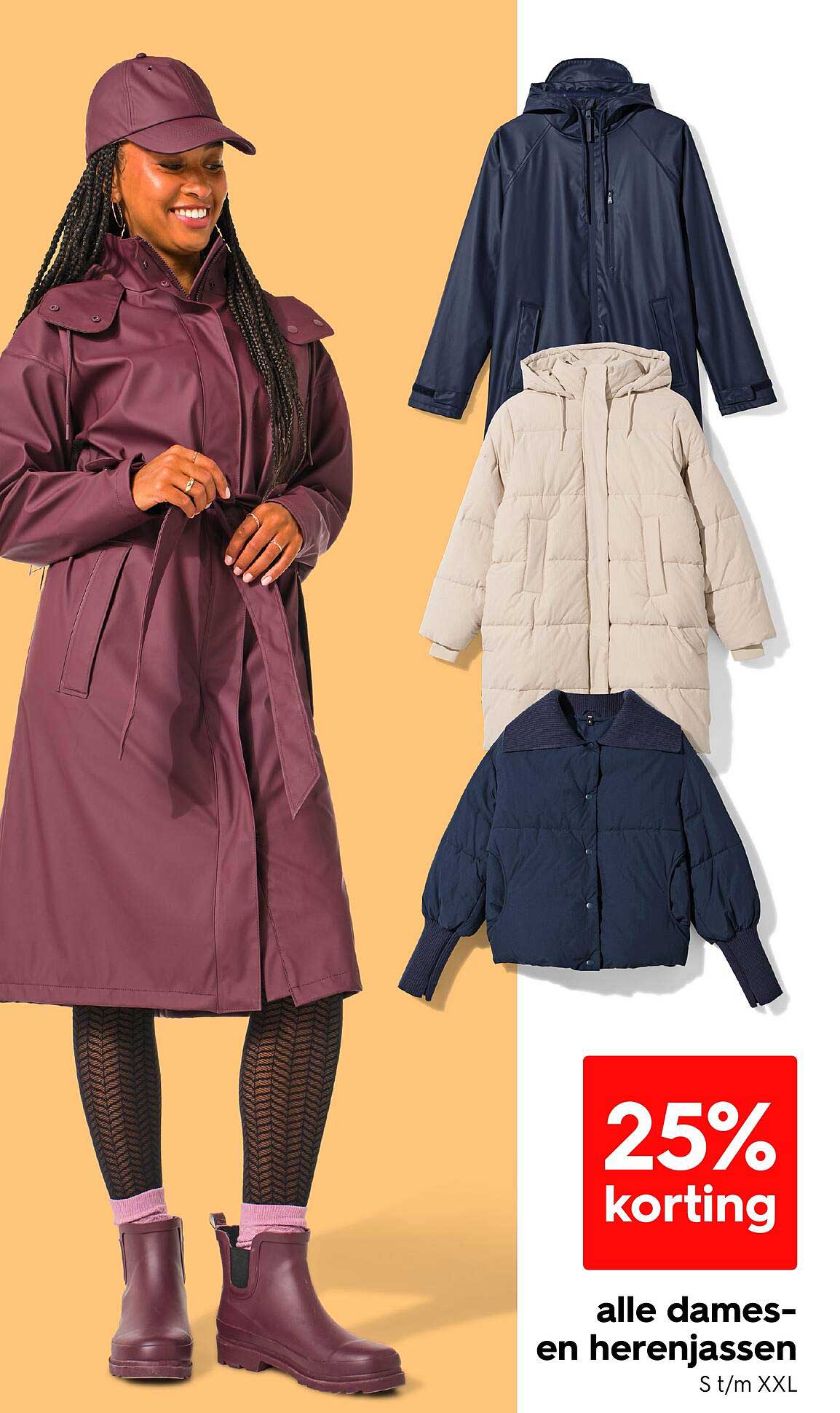 25% korting op alle dames- en herenjassen