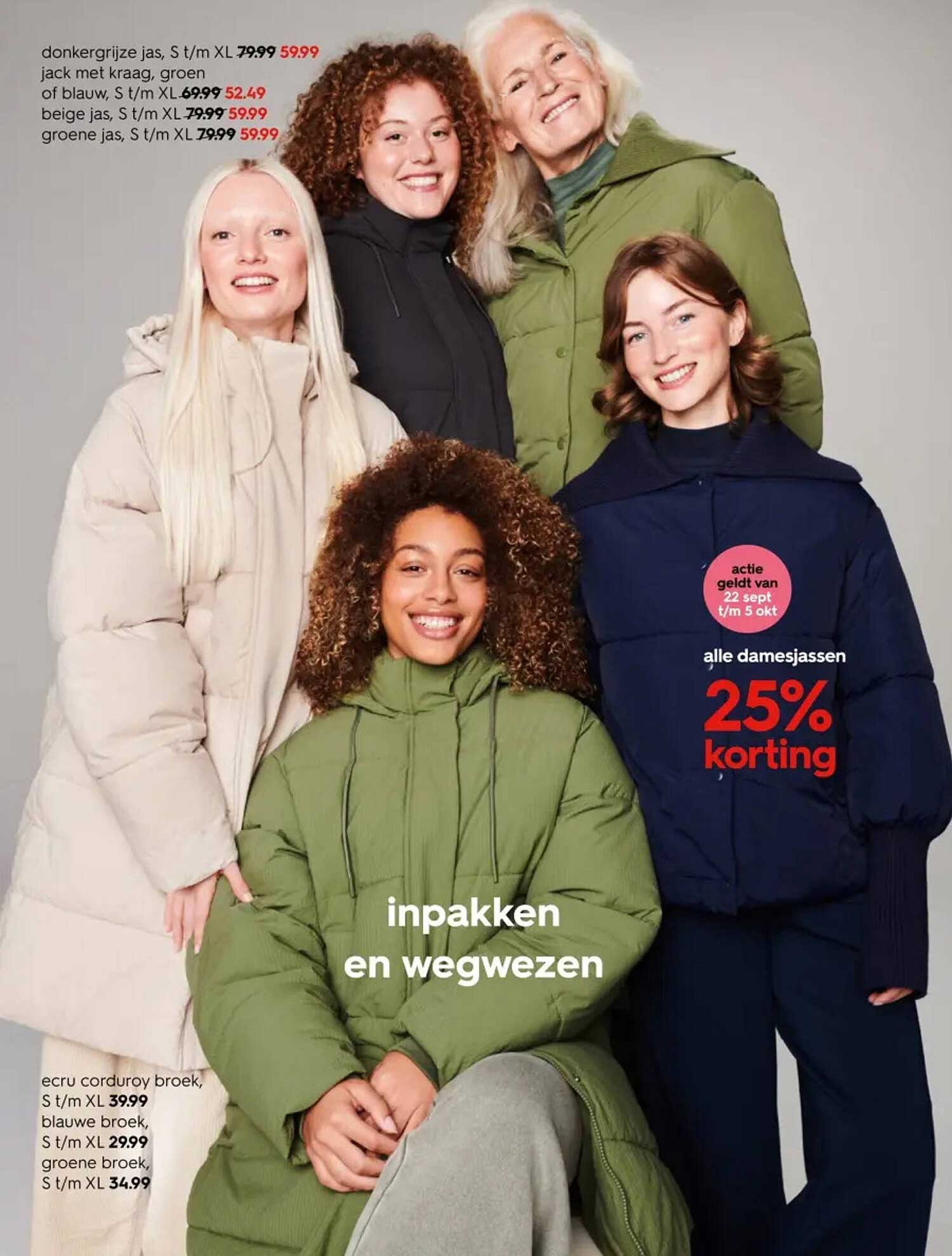25% korting op alle damesjassen