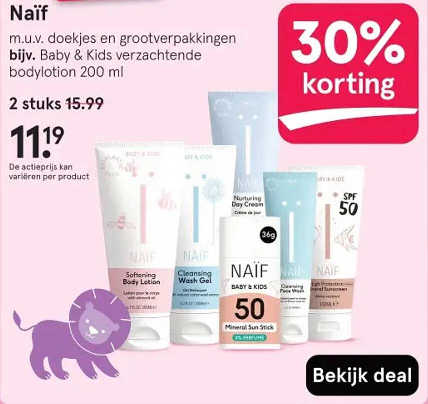 30% korting op Naïf Baby & Kids producten
