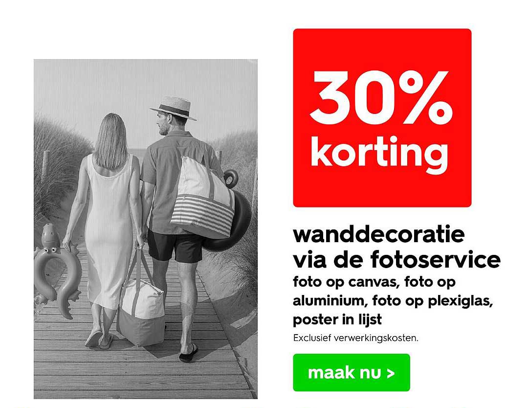 30% korting wanddecoratie via de fotoservice