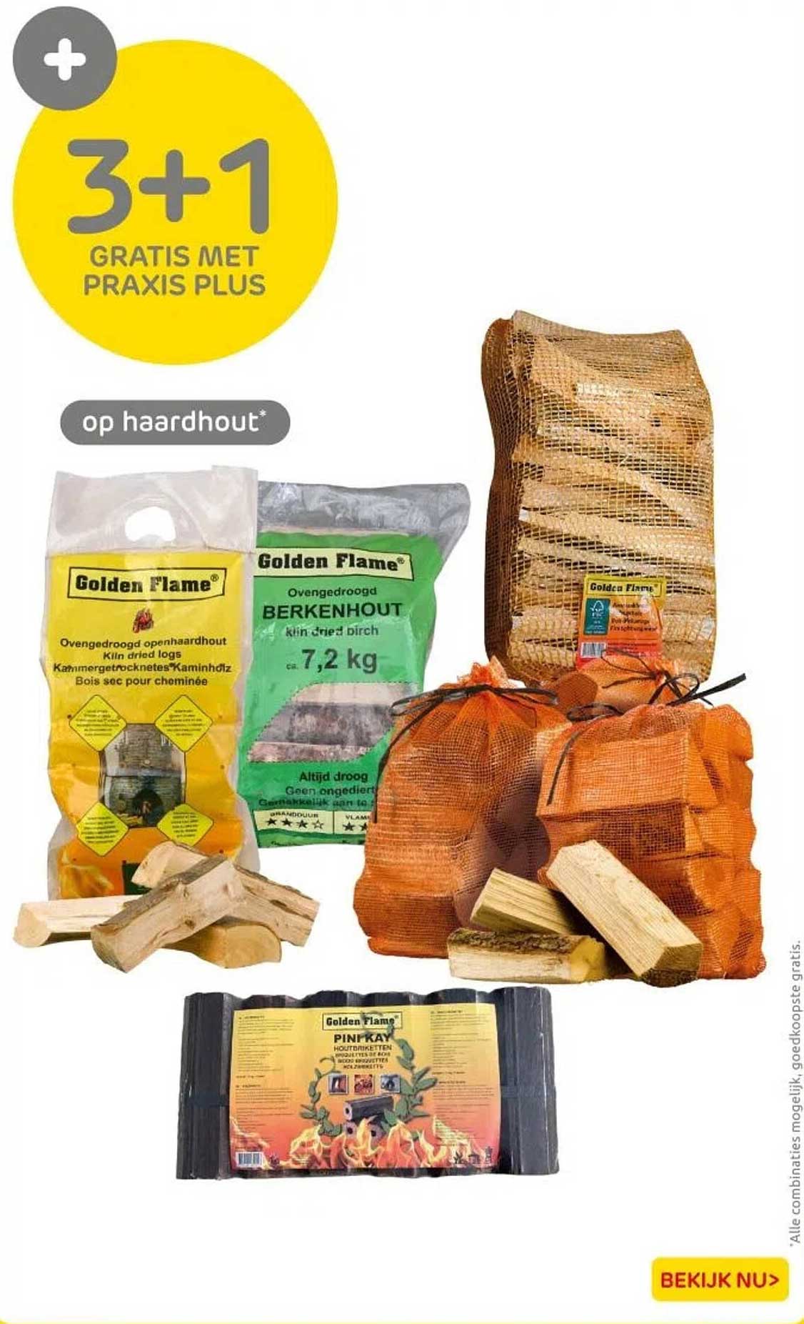 3+1 gratis met Praxis Plus op haardhout