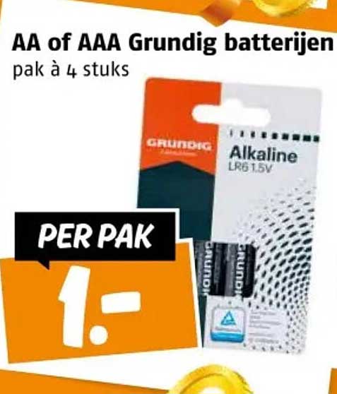 AA of AAA Grundig batterijen pak à 4 stuks