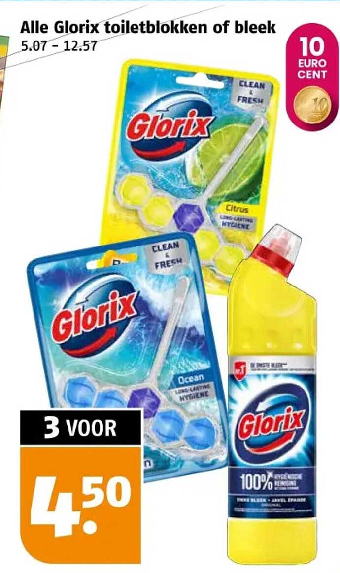 Alle Glorix toiletblokken of bleek