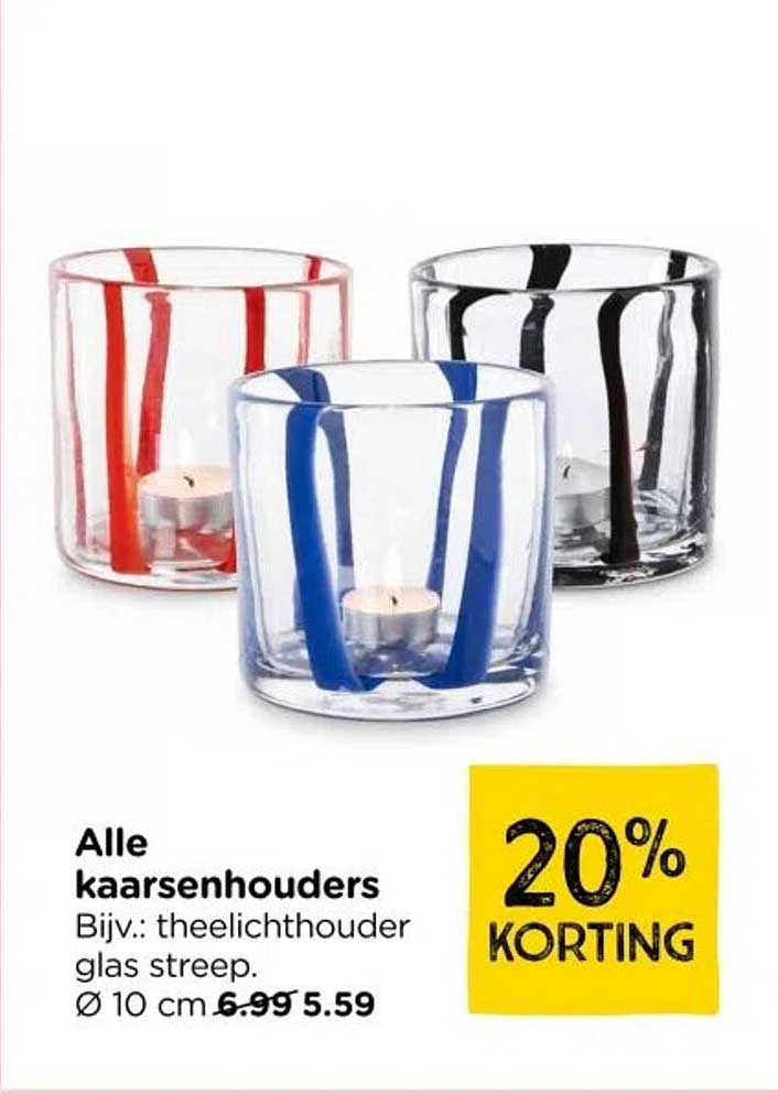 Alle kaarsenhouders Bijv.: theelichthouder glas streep. Ø 10 cm